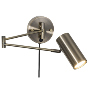 Metal Wall Bracket with Moveable Arms, Swivel Head and Switch (WB370 SATIN BRASS)