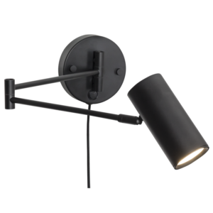 Metal Wall Bracket with Moveable Arms, Swivel Head and Switch (WB371 MATT BLACK)