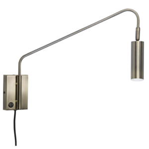 Metal LED Wall Bracket with Moveable Arm, Swivel Head and Switch (WB372 SATIN BRASS)