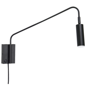 Metal LED Wall Bracket with Moveable Arm, Swivel Head and Switch (WB373 MATT BLACK)