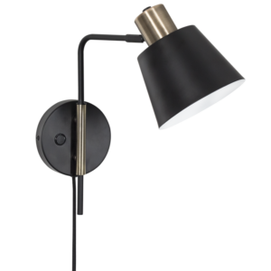 Metal Wall Bracket with Moveable Arm, Swivel Head and Switch (WB374 BRASS BLACK)