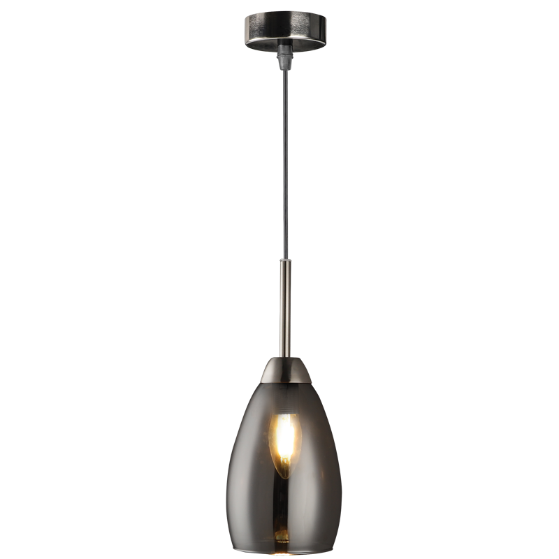 Metal with Smoke Colour Glass Pendant (PEN813/1 GUN METAL)