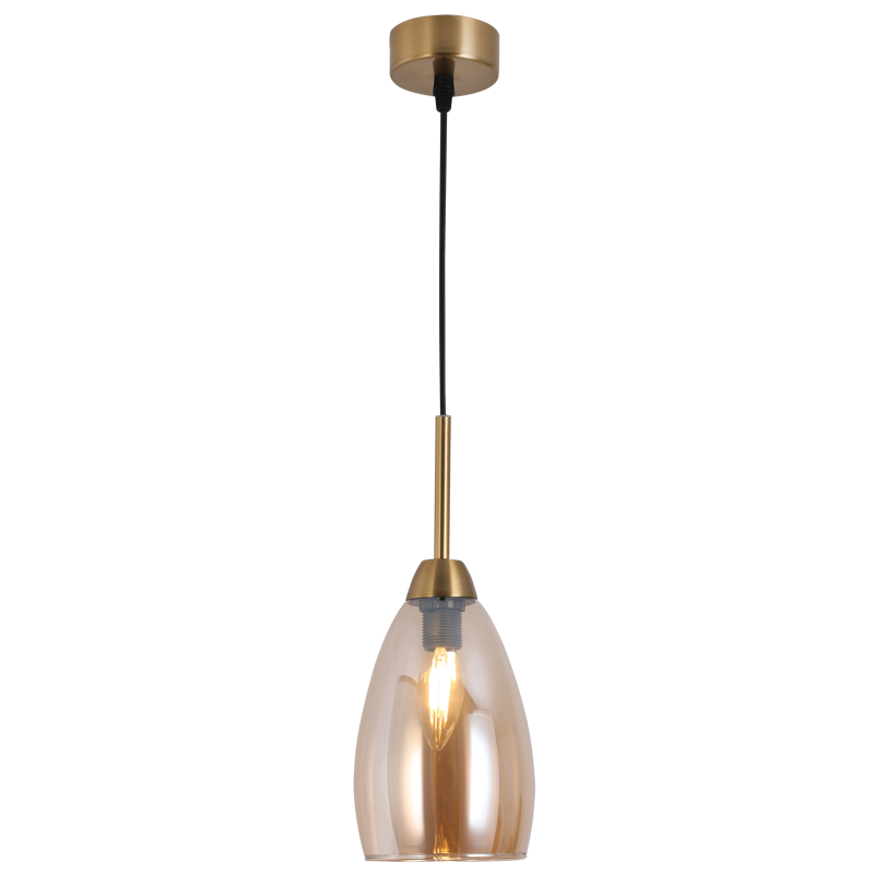 Metal with Amber Glass Pendant (PEN812/1 GOLD)