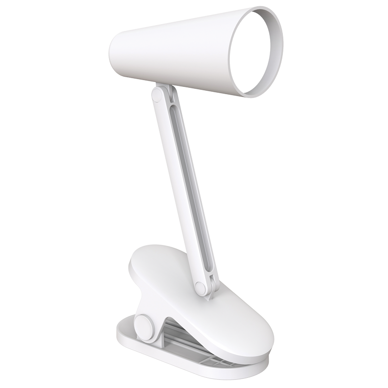 Rechargeable Mini LED Clip on Table Lamp with Touch Control Switch and Type-C USB Charging Cable (CL009 WHITE)