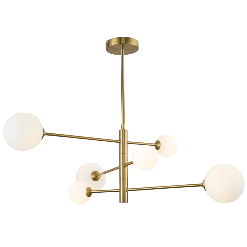Metal and Opal Glass Chandelier (CH394/6 GOLD)