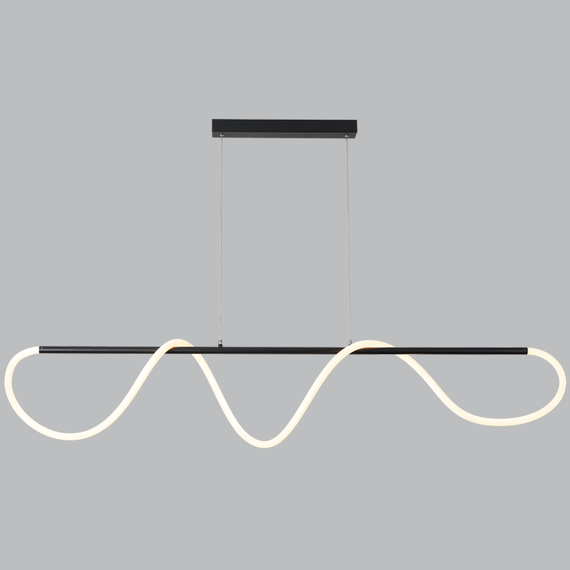 Matt Black Metal and Flexible LED Silicone Tubing Pendant with Remote Control (PEN815 MATT BLACK)