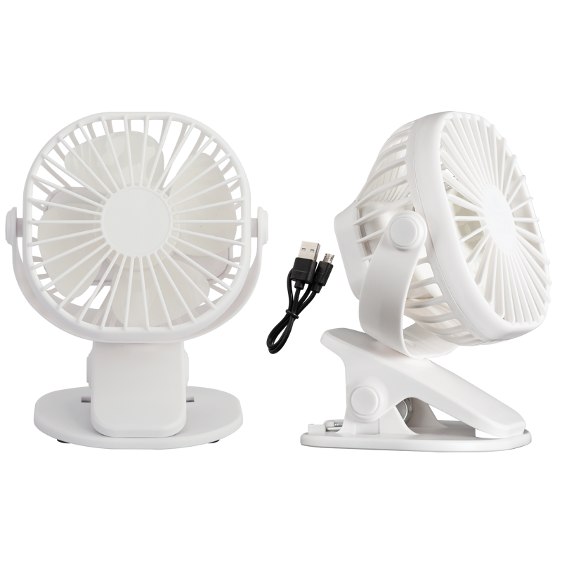 Portable Rechargeable 3 Speed Clip On/Table Fan with USB Cable (FAN019 WHITE)