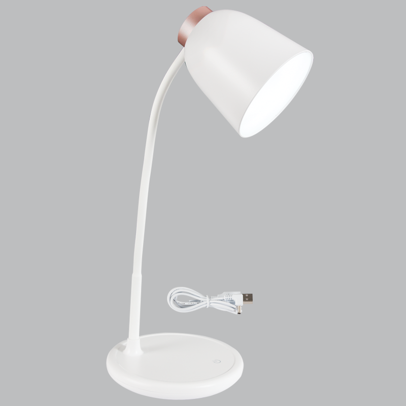 Rechargeable LED Table Lamp with Flexi Arm and Touch Control, USB Cable (TL689 WHITE)