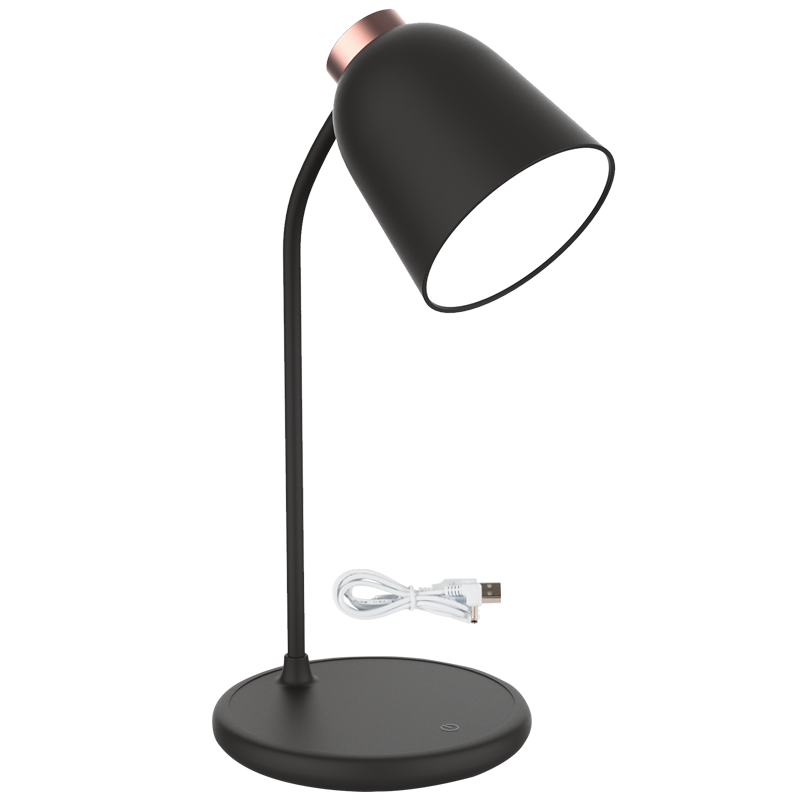 Rechargeable LED Table Lamp with Flexi Arm and Touch Control, USB Cable (TL688 BLACK)