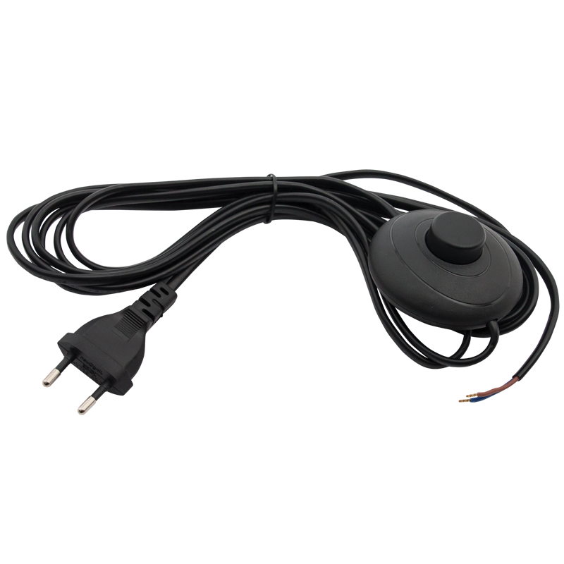 2 Core Black Cable with On/Off Foot Switch and 2 Prong Plug (PART193)