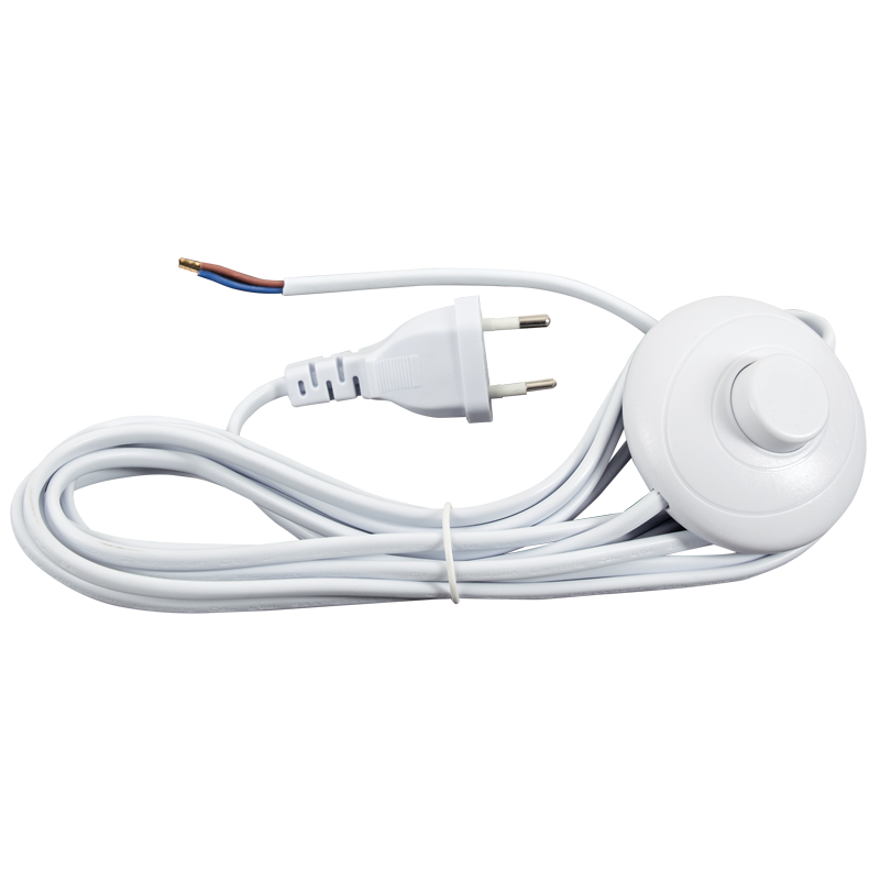 2 Core White Cable with On/Off Foot Switch and 2 Prong Plug (PART192)