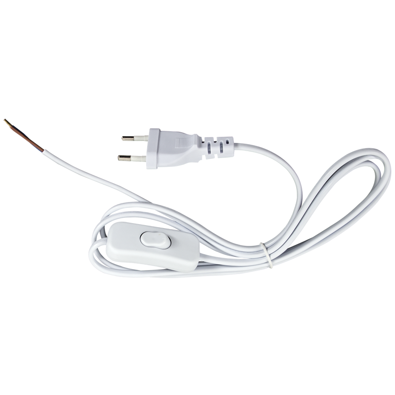 2 Core White Cable with On/Off Switch and 2 Prong Plug (PART190)