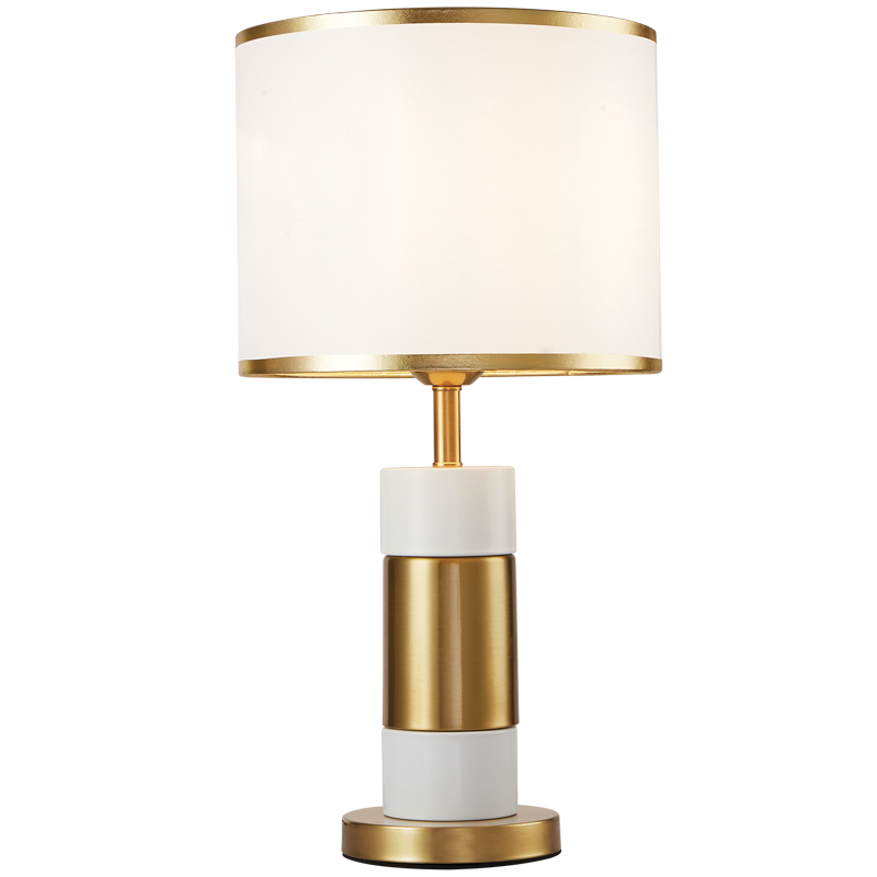 Metal Table Lamp with White Shade (TL697 WHITE/GOLD)