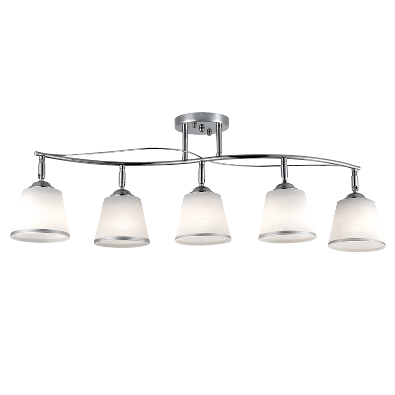 Polished Chrome Chandelier with Silver Trimmed White Glass (CH490/5 CHROME)