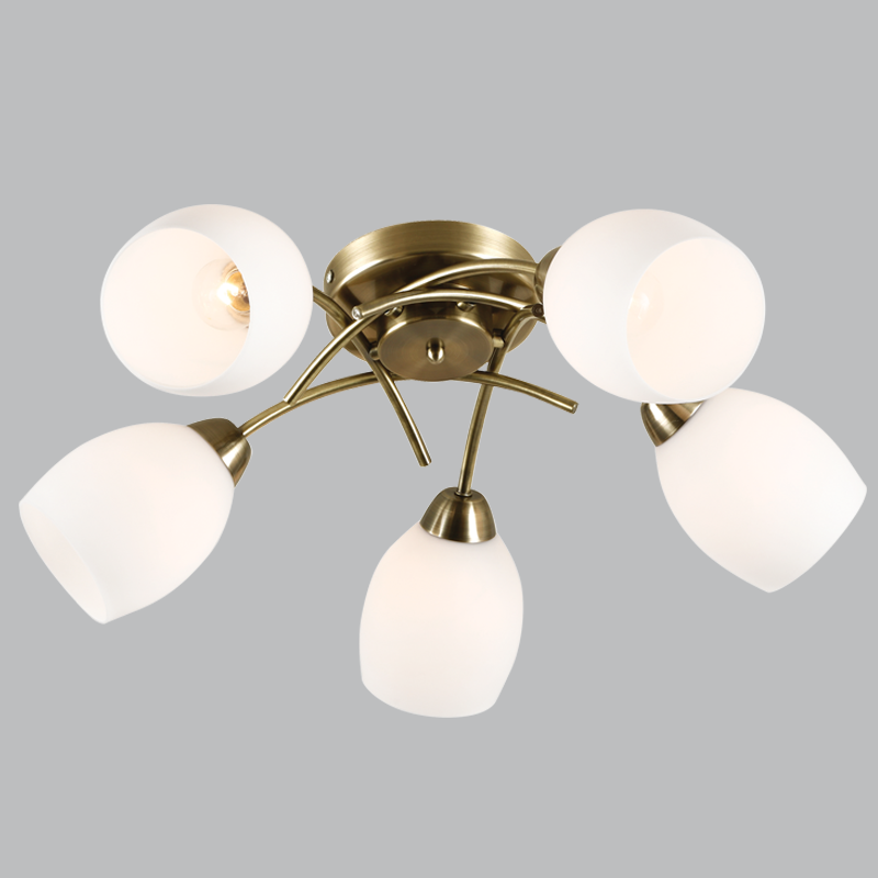 Metal Chandelier with White Glass (CH489/5 ANTIQUE)