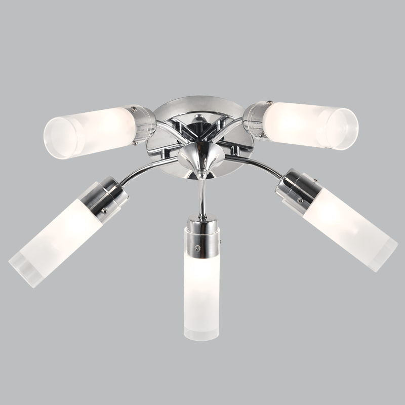 Polished Chrome Chandelier with Frosted Glass (CH488/5 CHROME)