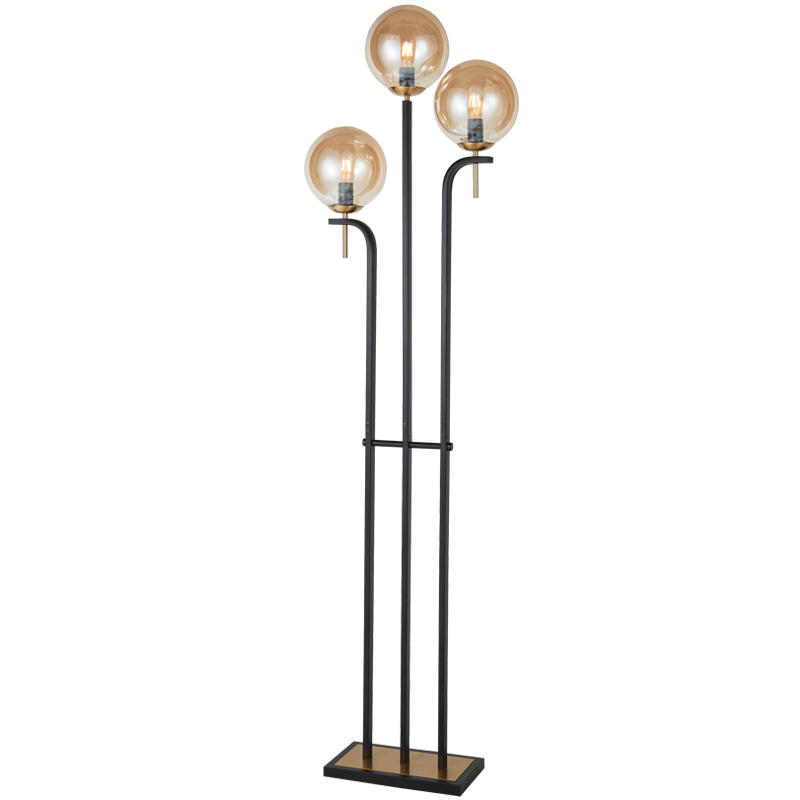 Metal Floor Lamp with Amber Glass and On/Off Foot Switch (SL423 AMBER)