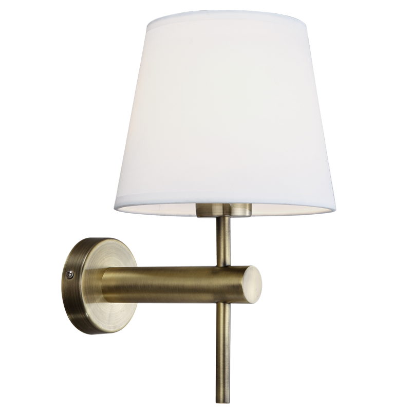 Metal Wall Bracket with White Fabric Shade (WB277 ANTIQUE)