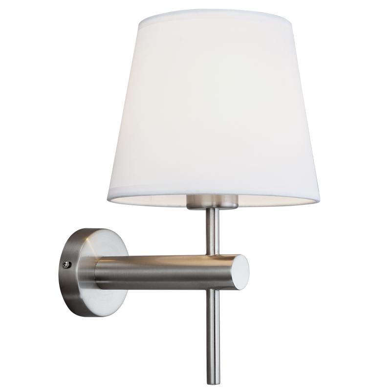 Satin Chrome Wall Bracket with White Fabric Shade (WB276 SATIN)