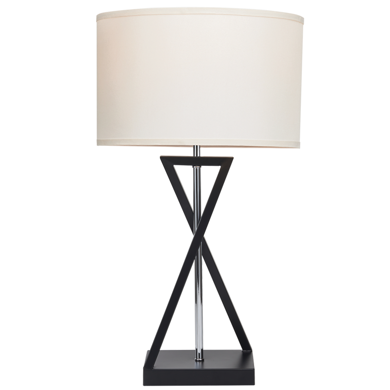 Metal and Polished Chrome Centre Rod with Beige Shade (TL695 BLACK)