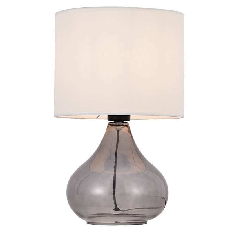 Smoke Colour Glass Table Lamp with Beige Shade (TL674 BEIGE)