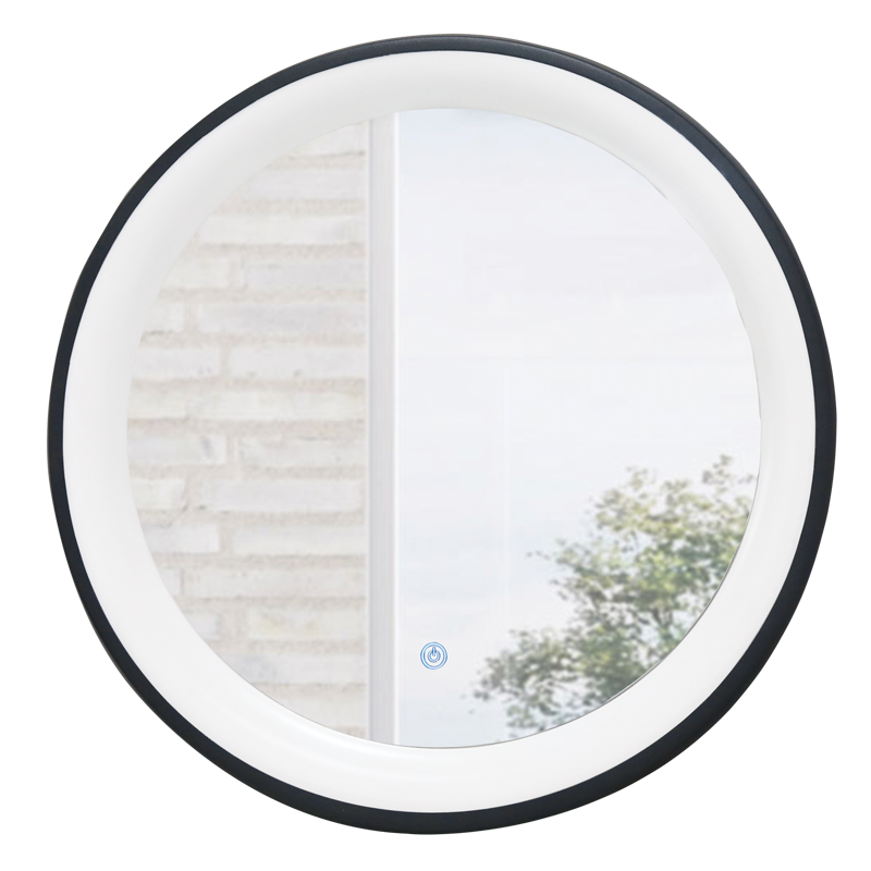 Metal and Plastic Mirror with On / Off Switch, IP44 (ML064 BLACK)