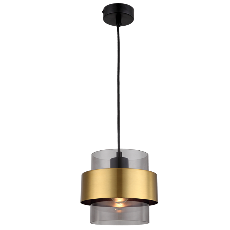 Metal Pendant with Smoke Colour Glass (PEN856 GOLD)