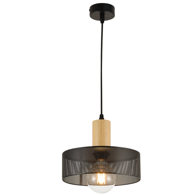 Metal and Wood Pendant (PEN837 BLACK)