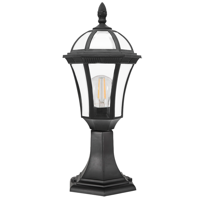 6 Panel, Pillar, Polypropylene Base with Clear PC, IP44 (L569 BLACK)