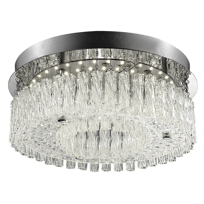 Polished Chrome LED Ceiling Fitting with Glass and Clear Acrylic Crystals (CF273 LED)
