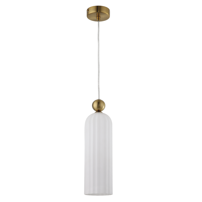 Metal Pendant with White Fluted Glass (PEN854 WHITE)