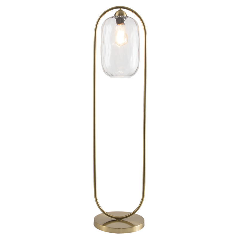 Metal Floor Lamp with Clear Wavy Glass and On/Off Foot Switch (SL422 BRASS)