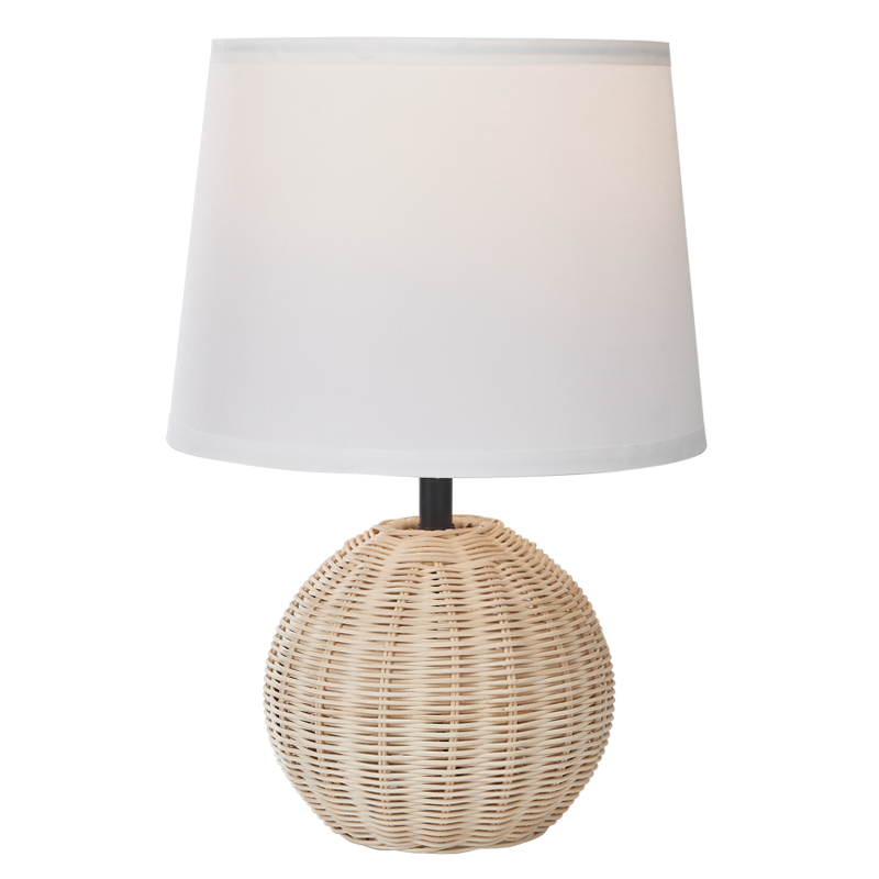 Rattan Base with White Fabric Shade (TL696 RATTAN)
