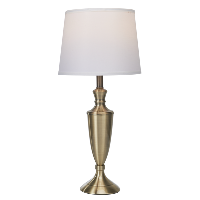 Antique Brass Table Lamp with White Shade (TL693 ANTIQUE)