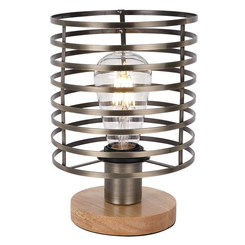Metal Table Lamp with Light Wood Base (TL676 WOOD)