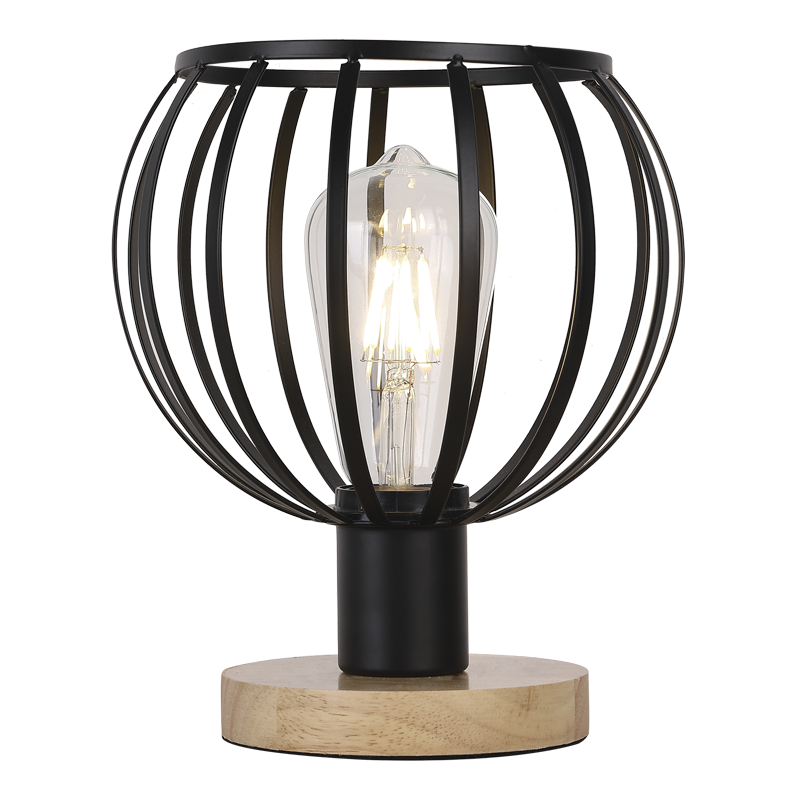 Metal Table Lamp with Light Wood Base (TL675 WOOD)