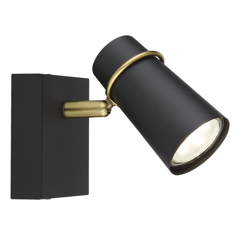Black Spotlight with Antique Trim and Tapered Head (S411/1 BLACK)