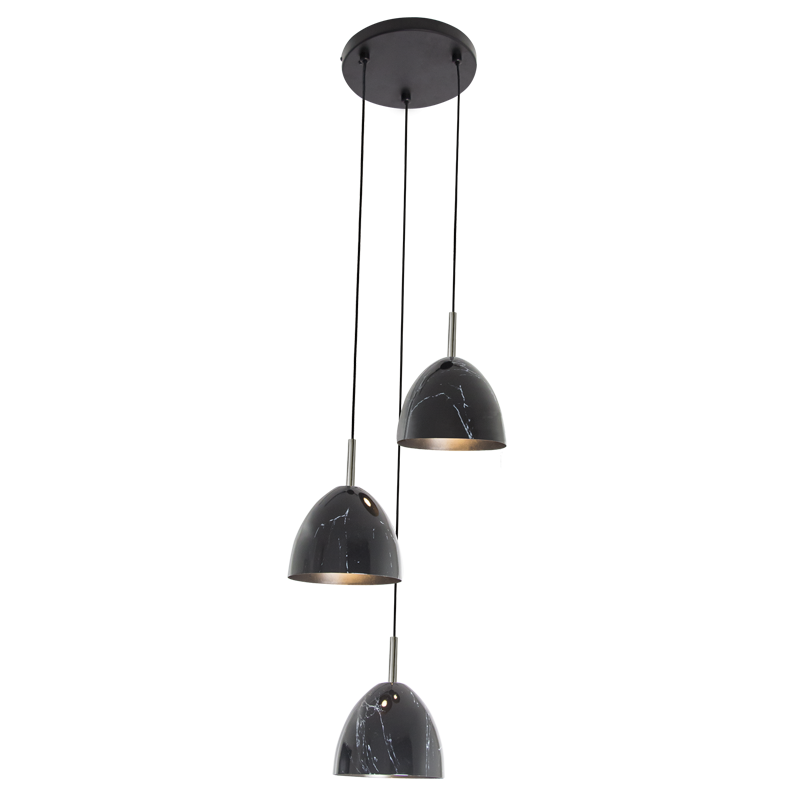 Metal Pendant with Marble Finish and Polished Chrome (PEN857/3 MARBLE)