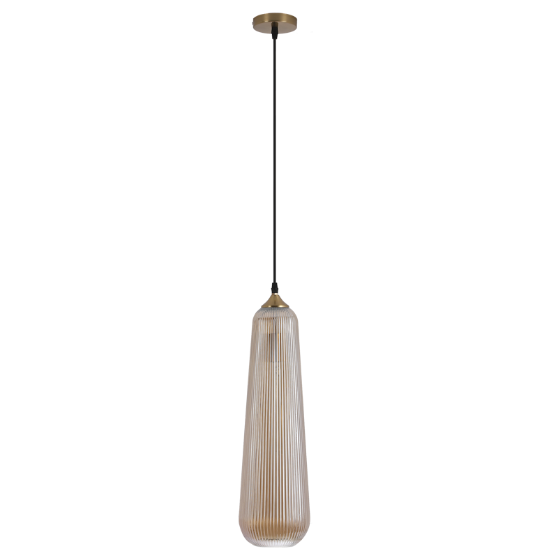 Metal and Amber Glass Pendant (PEN839 AMBER)