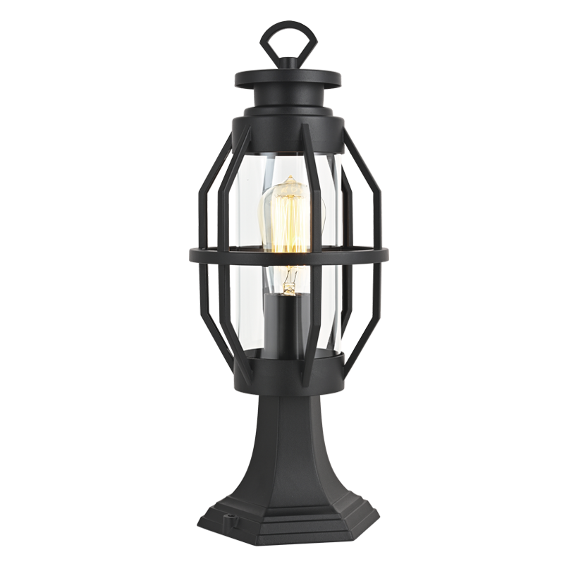 Aluminium and Clear Glass, Pillar, IP44 (L572 BLACK)