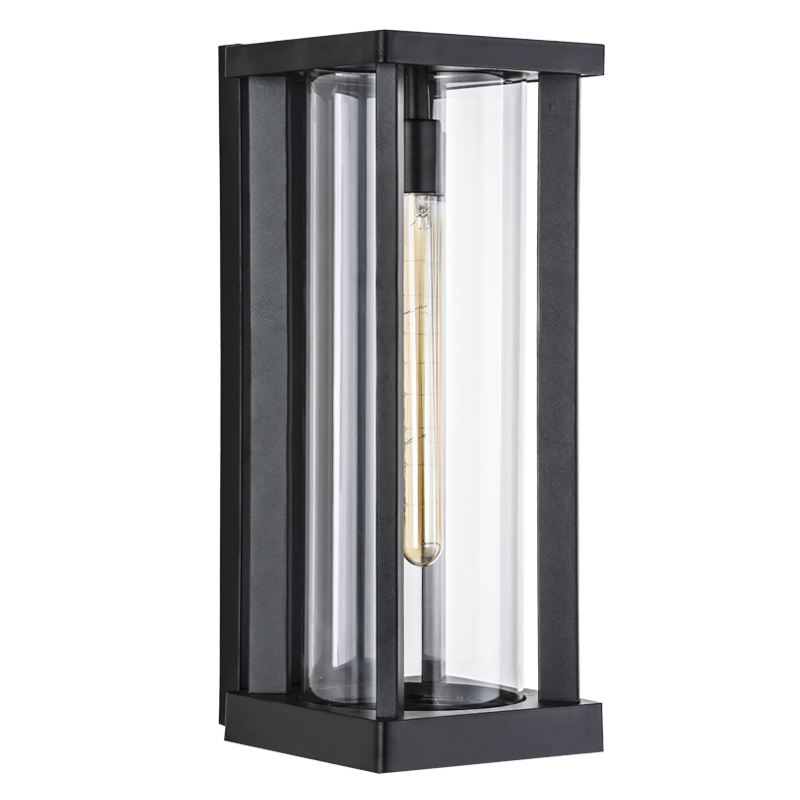 Aluminium and Clear Glass, Wall Mount, IP44 (L574 BLACK)
