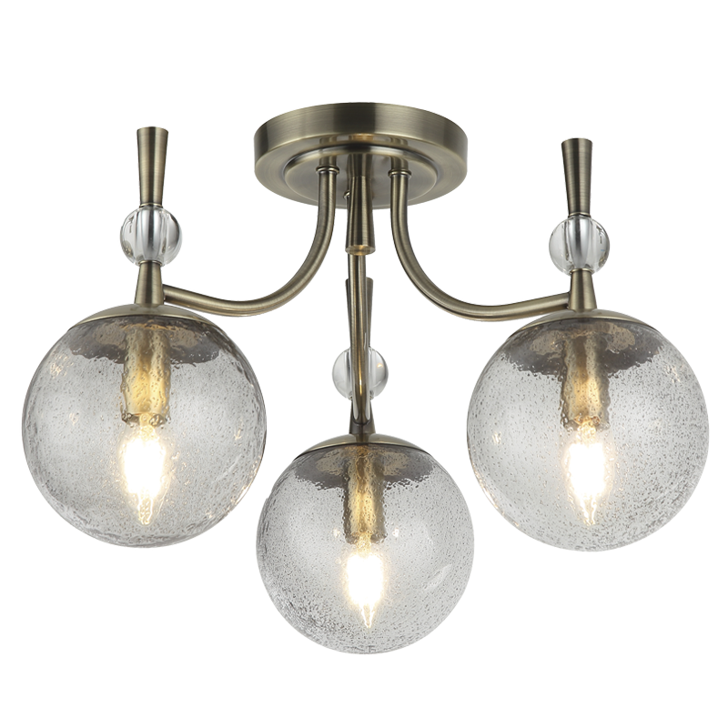 Metal Chandelier with Speckled Glass (CH398/3 ANTIQUE)