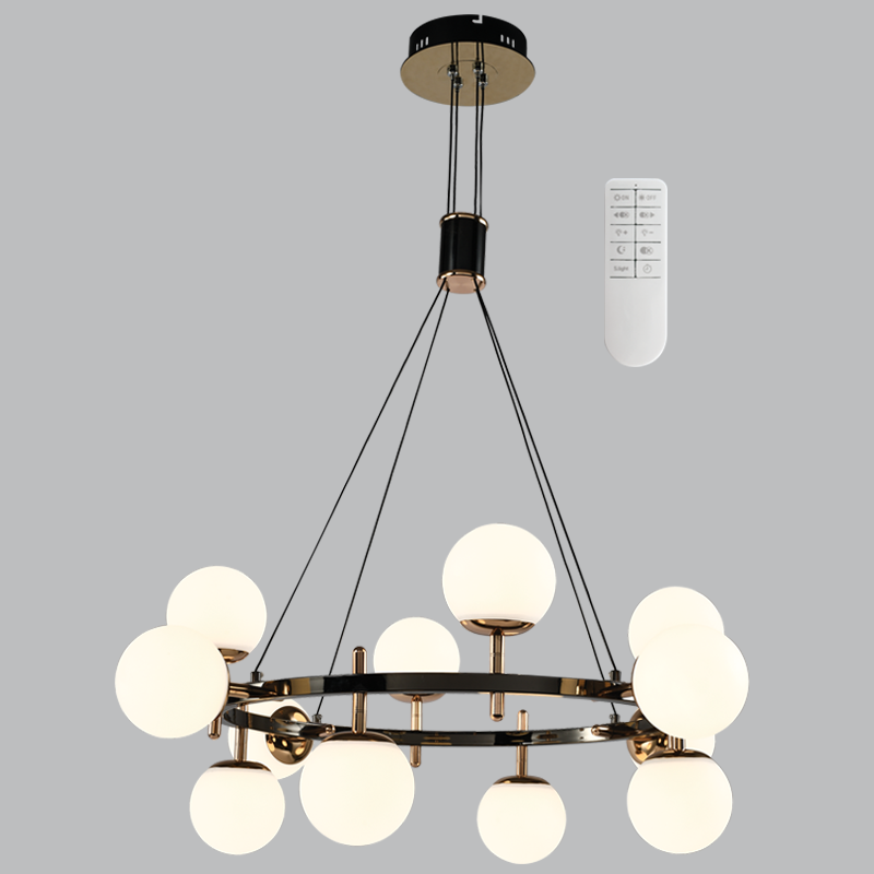 Metal and Plastic Chandelier with 2.4G Drive Remote Control (CH397/12 GUN METAL)
