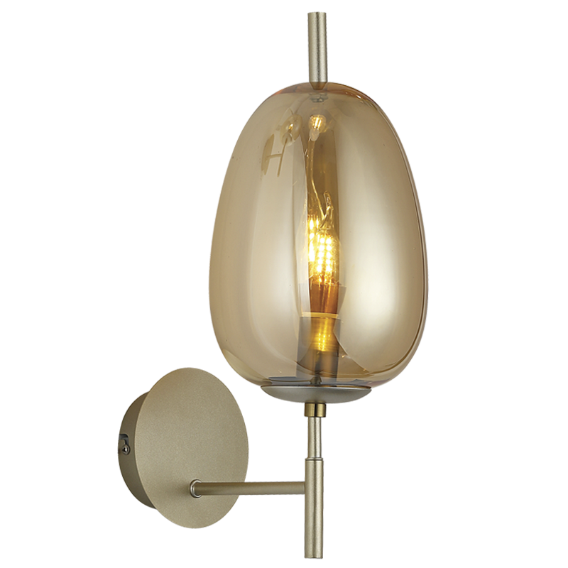 Metal Wall Bracket with Amber Glass (WB409/1 AMBER)