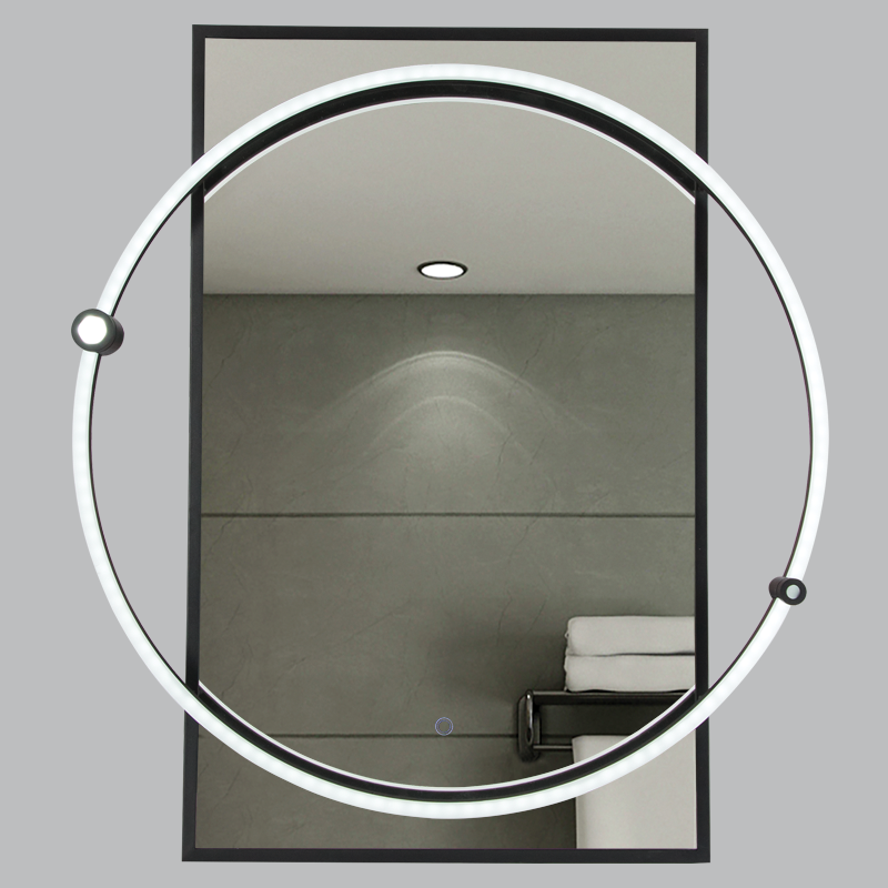 Rectangular Mirror with Metal Frame, LED and Touch Switch, IP44 (ML062 BLACK)