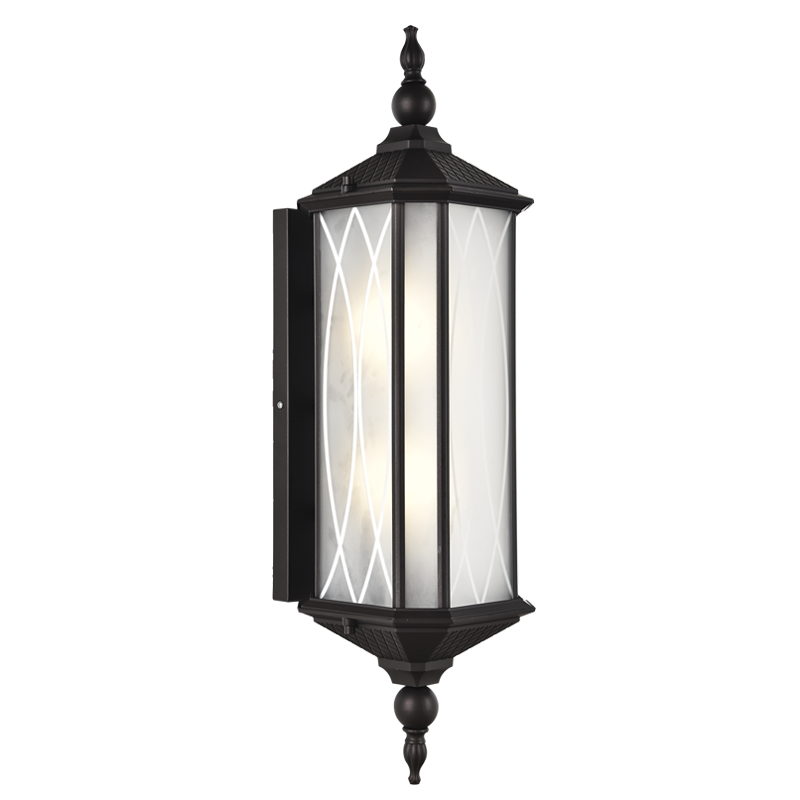 Metal and Aluminium with Patterned Frosted Glass, IP54 (L543 BLACK)