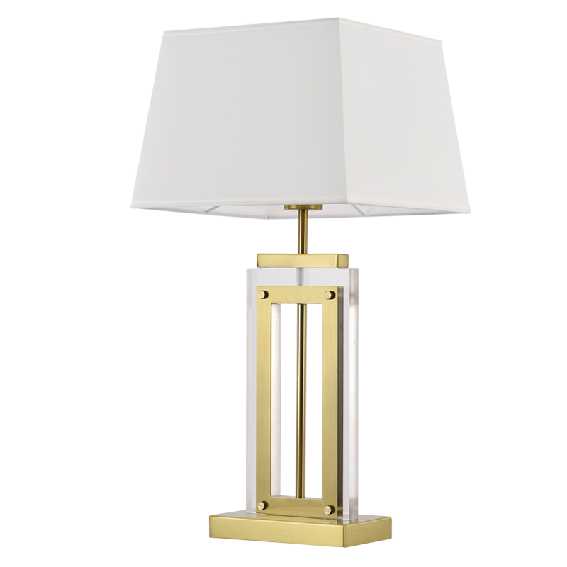Acrylic and Metal Base with White Fabric Shade (TL691 BEIGE)