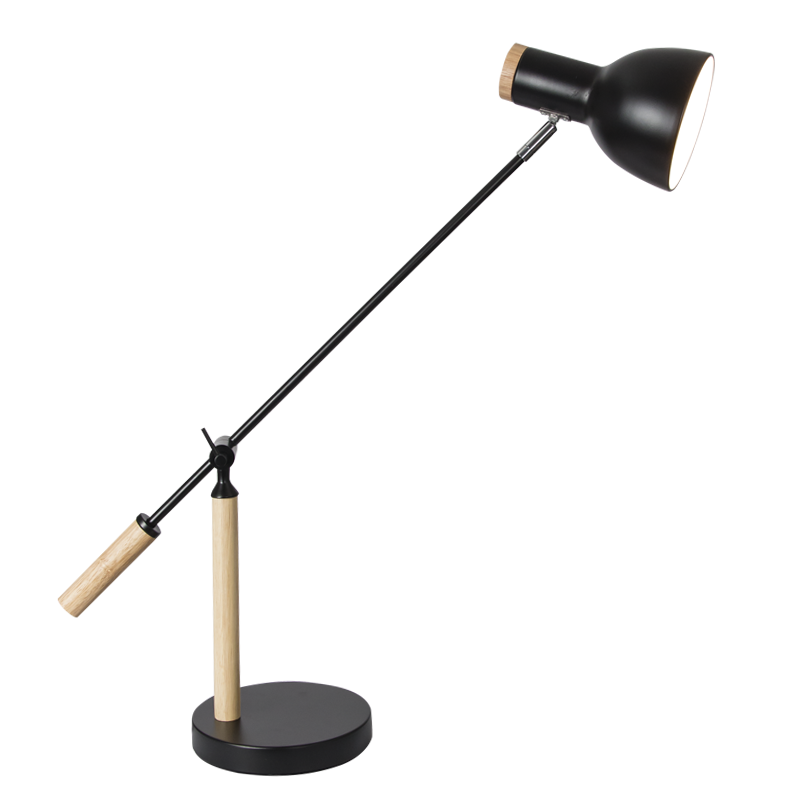 Metal and Wood Table Lamp, Adjustable Height, IP20 (TL670 BLACK)