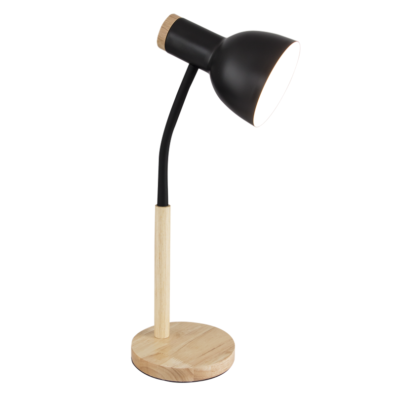 Metal and Wood Table Lamp with Flexi Arm, IP20 (TL668 BLACK)