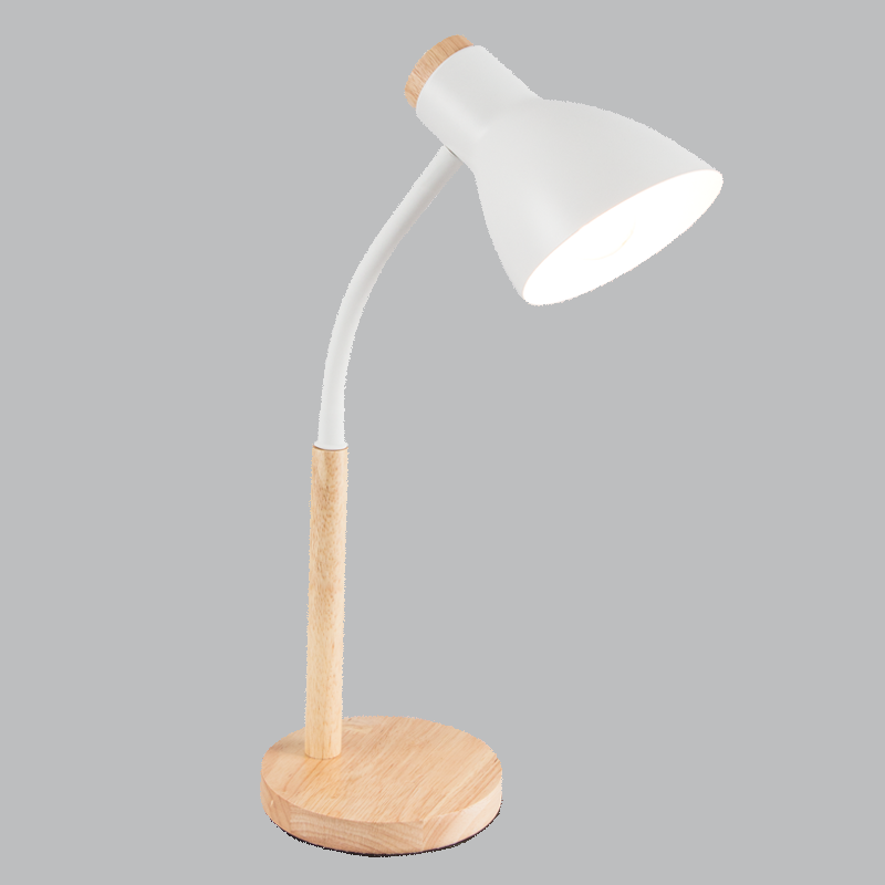 Metal and Wood Table Lamp with Flexi Arm, IP20 (TL667 WHITE)